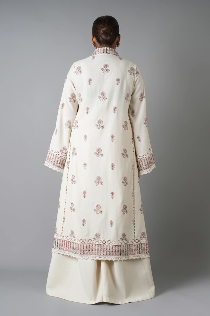 Embroidered Dhanak 3-Piece Suit with Embroidered Shawl - D-079