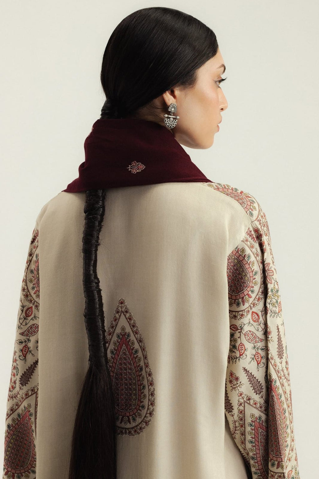 Embroidered Dhanak 3-Piece Suit with Embroidered Shawl - D-075