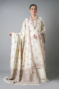 Embroidered Dhanak 3-Piece Suit with Embroidered Shawl - D-079