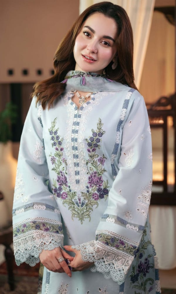 Embroidered Lawn 3-Piece with Diamond Dupatta – BL-087